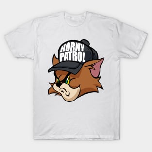 Tim Cat Horny Patrol Brown T-Shirt